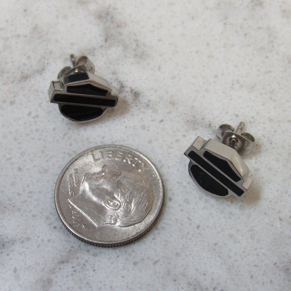 Women's Harley Davidson Black Steel Stud Earrings! - Picture 7 of 7